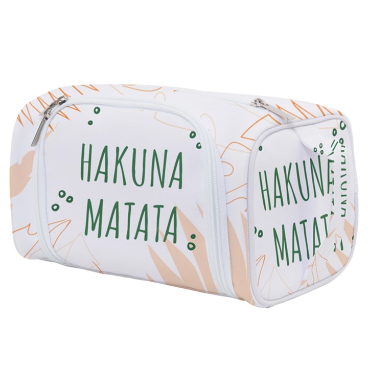 Hakuna Matata Tropical Leaves With Inspirational Quote Toiletries Pouch