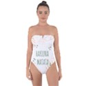 Hakuna Matata Tropical Leaves With Inspirational Quote Tie Back One Piece Swimsuit View1