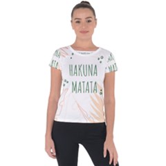 Hakuna Matata Tropical Leaves With Inspirational Quote Short Sleeve Sports Top 