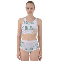 Hakuna Matata Tropical Leaves With Inspirational Quote Racer Back Bikini Set