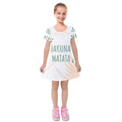 Hakuna Matata Tropical Leaves With Inspirational Quote Kids  Short Sleeve Velvet Dress