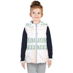 Hakuna Matata Tropical Leaves With Inspirational Quote Kids  Hooded Puffer Vest