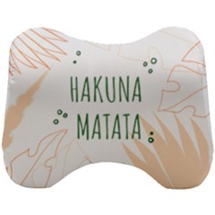 Hakuna Matata Tropical Leaves With Inspirational Quote Head Support Cushion by Jancukart