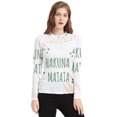 Hakuna Matata Tropical Leaves With Inspirational Quote Women s Long Sleeve Rash Guard by Jancukart