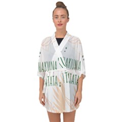 Hakuna Matata Tropical Leaves With Inspirational Quote Half Sleeve Chiffon Kimono