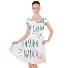 Hakuna Matata Tropical Leaves With Inspirational Quote Cap Sleeve Midi Dress by Jancukart