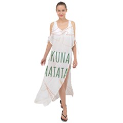 Hakuna Matata Tropical Leaves With Inspirational Quote Maxi Chiffon Cover Up Dress by Jancukart