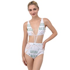 Hakuna Matata Tropical Leaves With Inspirational Quote Tied Up Two Piece Swimsuit