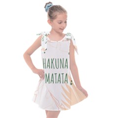 Hakuna Matata Tropical Leaves With Inspirational Quote Kids  Tie Up Tunic Dress by Jancukart