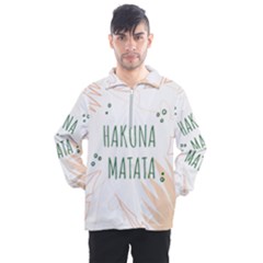 Hakuna Matata Tropical Leaves With Inspirational Quote Men s Half Zip Pullover by Jancukart