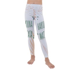 Hakuna Matata Tropical Leaves With Inspirational Quote Kids  Lightweight Velour Leggings