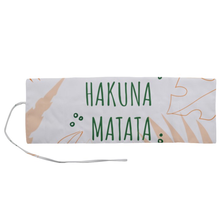 Hakuna Matata Tropical Leaves With Inspirational Quote Roll Up Canvas Pencil Holder (M)