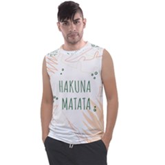 Hakuna Matata Tropical Leaves With Inspirational Quote Men s Regular Tank Top by Jancukart