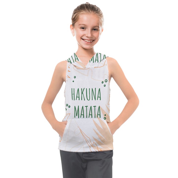 Hakuna Matata Tropical Leaves With Inspirational Quote Kids  Sleeveless Hoodie