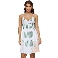 Hakuna Matata Tropical Leaves With Inspirational Quote V-neck Pocket Summer Dress  by Jancukart