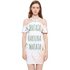 Hakuna Matata Tropical Leaves With Inspirational Quote Shoulder Frill Bodycon Summer Dress