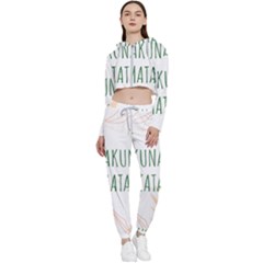 Hakuna Matata Tropical Leaves With Inspirational Quote Cropped Zip Up Lounge Set by Jancukart