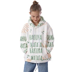 Hakuna Matata Tropical Leaves With Inspirational Quote Kids  Oversized Hoodie by Jancukart