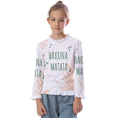 Hakuna Matata Tropical Leaves With Inspirational Quote Kids  Frill Detail Tee by Jancukart