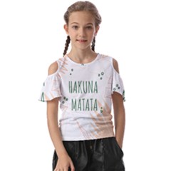 Hakuna Matata Tropical Leaves With Inspirational Quote Kids  Butterfly Cutout Tee by Jancukart