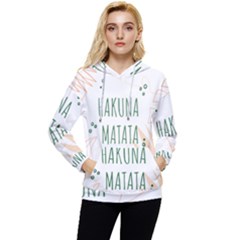 Hakuna Matata Tropical Leaves With Inspirational Quote Women s Lightweight Drawstring Hoodie by Jancukart