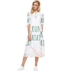 Hakuna Matata Tropical Leaves With Inspirational Quote Bow Sleeve Chiffon Midi Dress by Jancukart