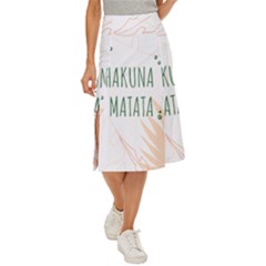 Hakuna Matata Tropical Leaves With Inspirational Quote Midi Panel Skirt by Jancukart