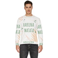 Hakuna Matata Tropical Leaves With Inspirational Quote Men s Fleece Sweatshirt by Jancukart