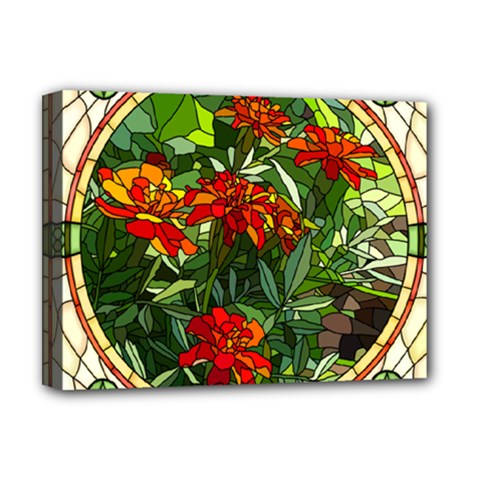 Flower Stained Glass Window Deluxe Canvas 16  X 12  (stretched)  by Jancukart