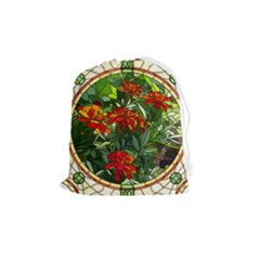 Flower Stained Glass Window Drawstring Pouch (medium)