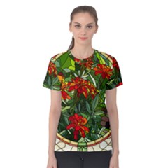 Flower Stained Glass Window Women s Cotton Tee