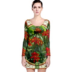 Flower Stained Glass Window Long Sleeve Bodycon Dress