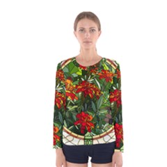 Flower Stained Glass Window Women s Long Sleeve Tee