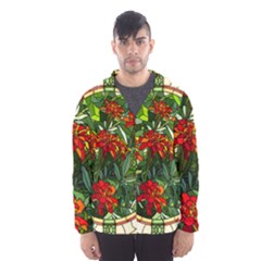 Flower Stained Glass Window Men s Hooded Windbreaker