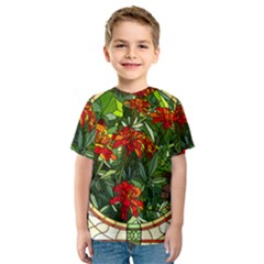 Flower Stained Glass Window Kids  Sport Mesh Tee