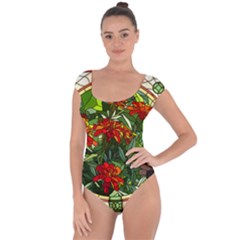 Flower Stained Glass Window Short Sleeve Leotard 