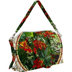 Flower Stained Glass Window Canvas Crossbody Bag