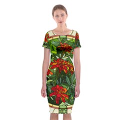 Flower Stained Glass Window Classic Short Sleeve Midi Dress