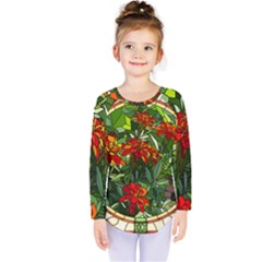 Flower Stained Glass Window Kids  Long Sleeve Tee