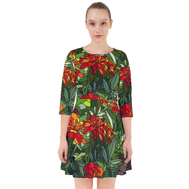 Flower Stained Glass Window Smock Dress