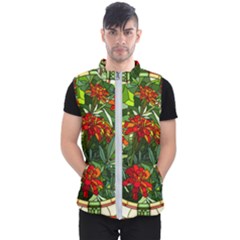 Flower Stained Glass Window Men s Puffer Vest