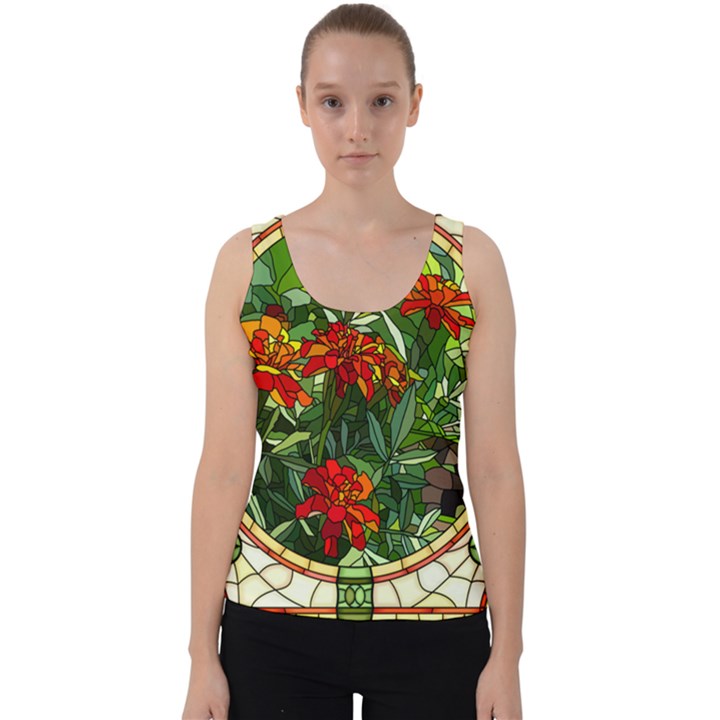 Flower Stained Glass Window Velvet Tank Top