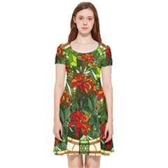 Flower Stained Glass Window Inside Out Cap Sleeve Dress