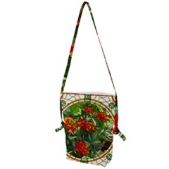 Flower Stained Glass Window Folding Shoulder Bag