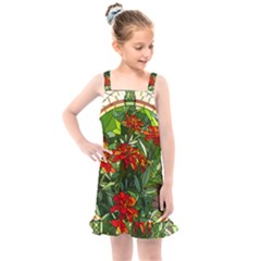 Flower Stained Glass Window Kids  Overall Dress