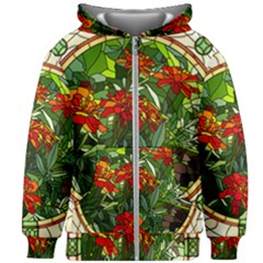 Flower Stained Glass Window Kids  Zipper Hoodie Without Drawstring