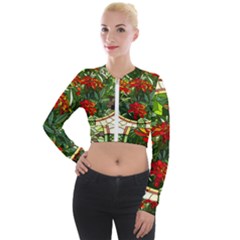 Flower Stained Glass Window Long Sleeve Cropped Velvet Jacket