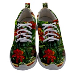 Flower Stained Glass Window Women Athletic Shoes by Jancukart