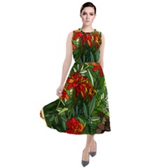 Flower Stained Glass Window Round Neck Boho Dress