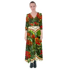 Flower Stained Glass Window Button Up Maxi Dress by Jancukart